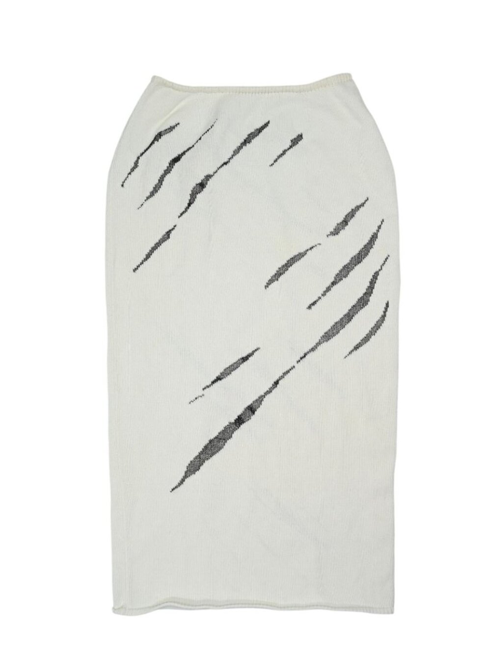 Krizia Maglia Vintage 90s Italy Knit Skirt Scratch Print in White